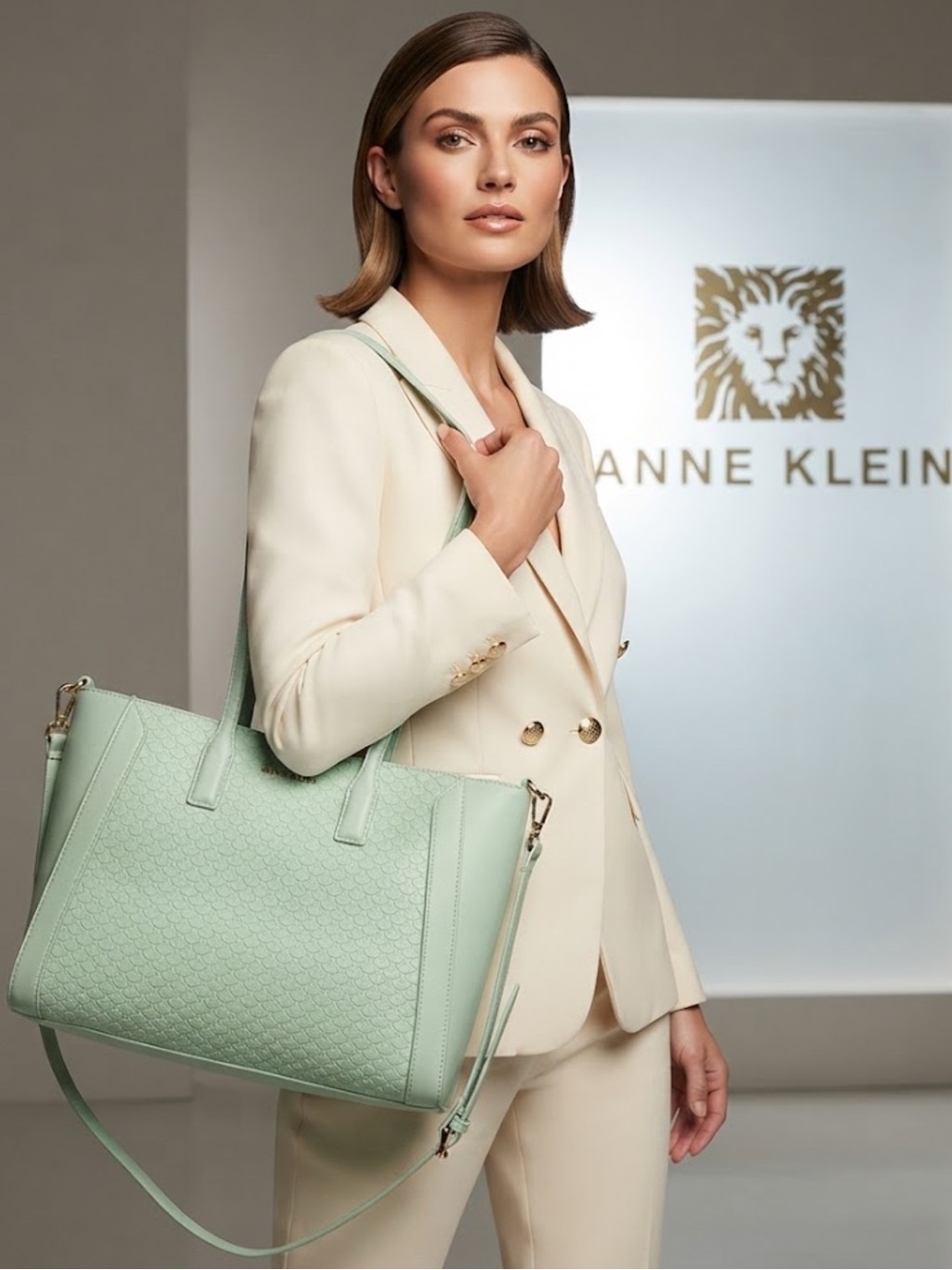 New Authentic Anne Klein designer large signature tote bag purse display